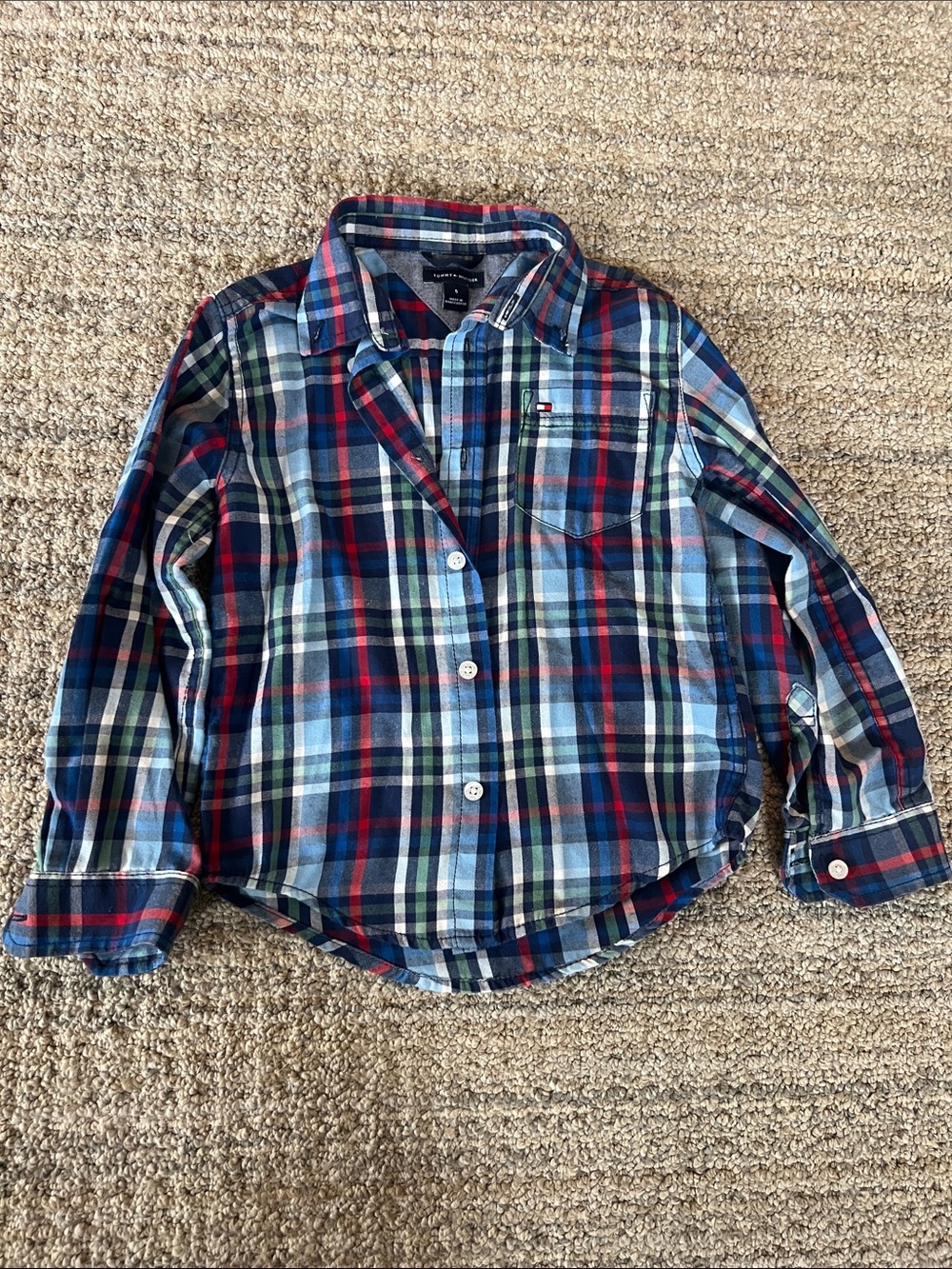 Tommy Hilfiger Kids Red, Blue & Green Plaid Button-Down Shirt